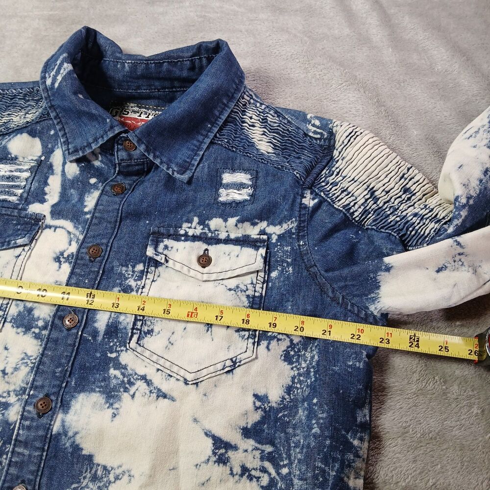 GS-115 L Denim Shacket Blue Acid-Wash Metropolitan-Grunge Indie-Sleaze Utility L - Picture 5 of 12